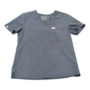 FIGS Technical Collection Catarina Scrub Top V-Neck Medical Gray‎ Blue Size S